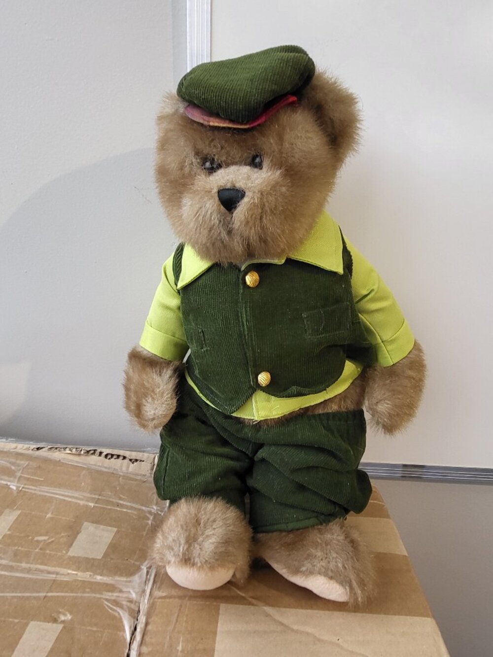 TS Terry Skostad Plush Bear EVERETT Jointed Stuffed Animal 2006 Green Suit